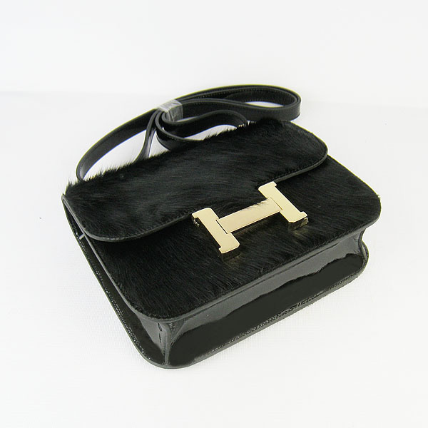 7A Hermes Oxhide Leather Message Bag Black H017